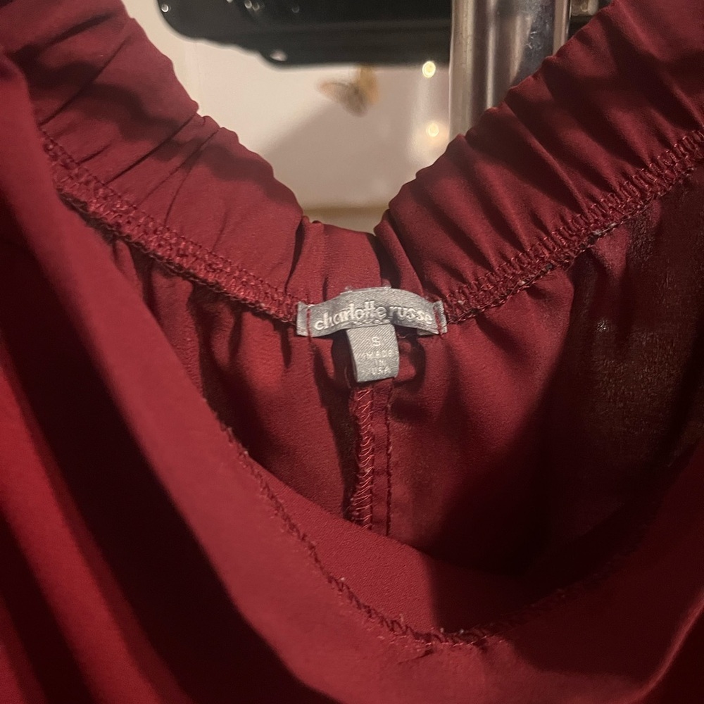 Charlotte Russe Wine Off-Shoulder Blouse - Picture 2 of 2